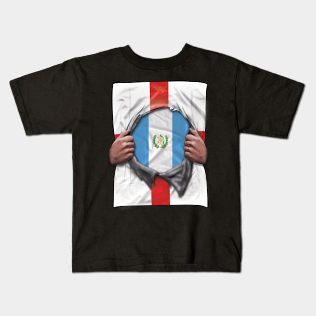 Guatemala Flag English Flag Ripped - Gift for Guatemalan From Guatemala Kids T-Shirt by Country Flags